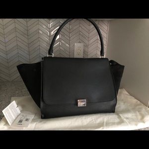 Celine Trapeze Large in Black Drmd Leather & Suede